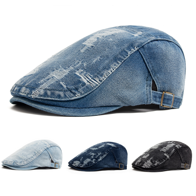 Women Fashion Nz - Fashion Men Ripped Denim Beret Women