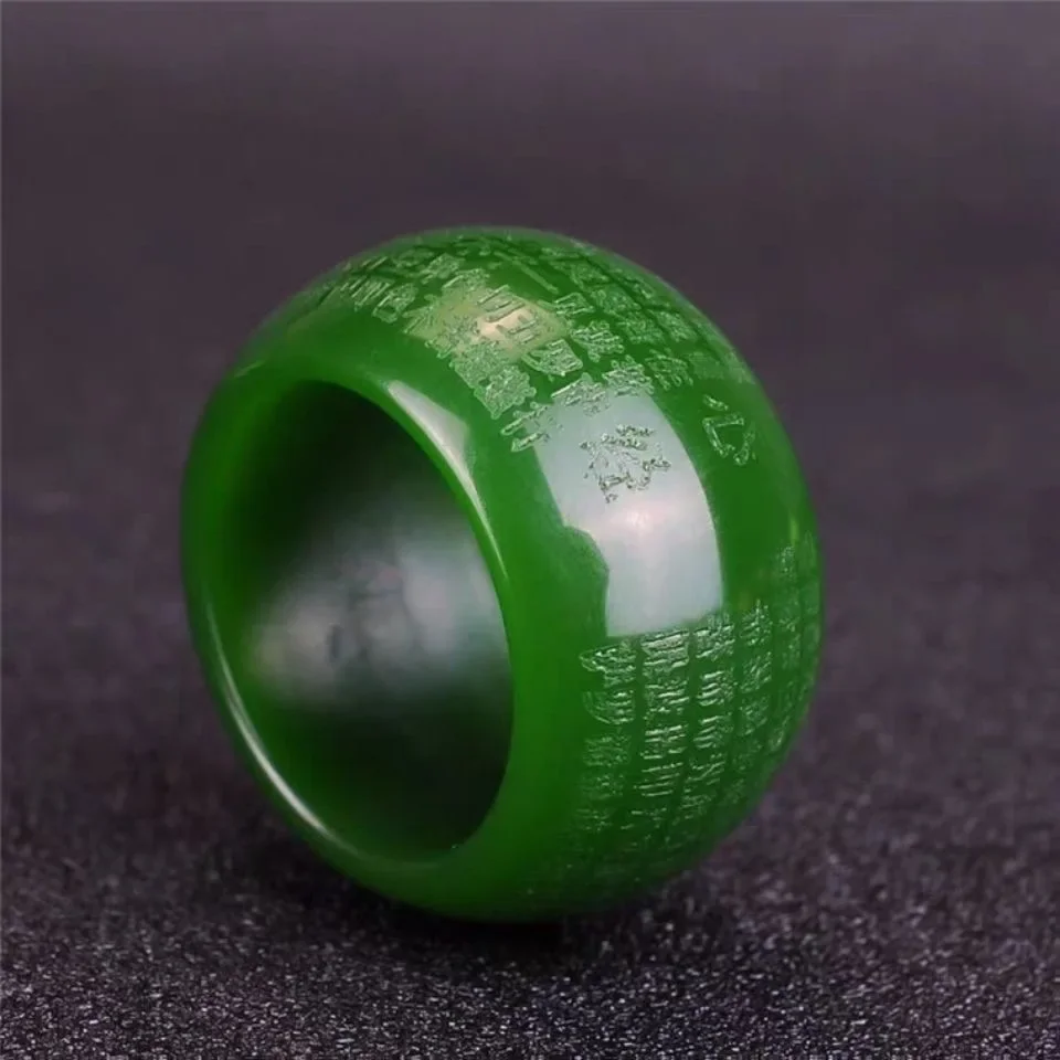 Women Fashion Rings - Natural Green Jade 22mm Ring Heart