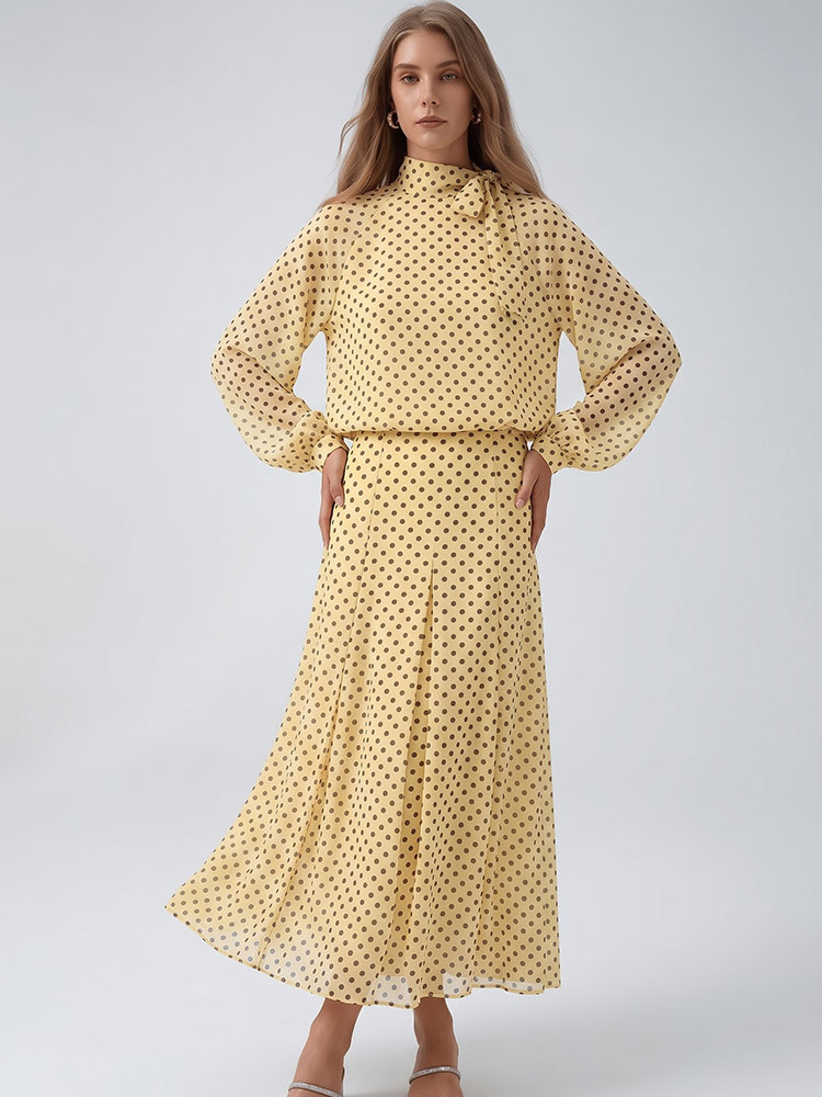 Puff Sleeve Blouse - HH Vintage Womens Polka Dot Suit