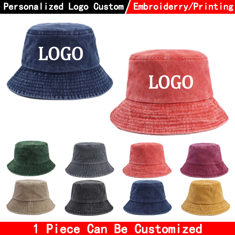 Women Fashion Logo - Custom Logo Denim Bucket Hat Fashion