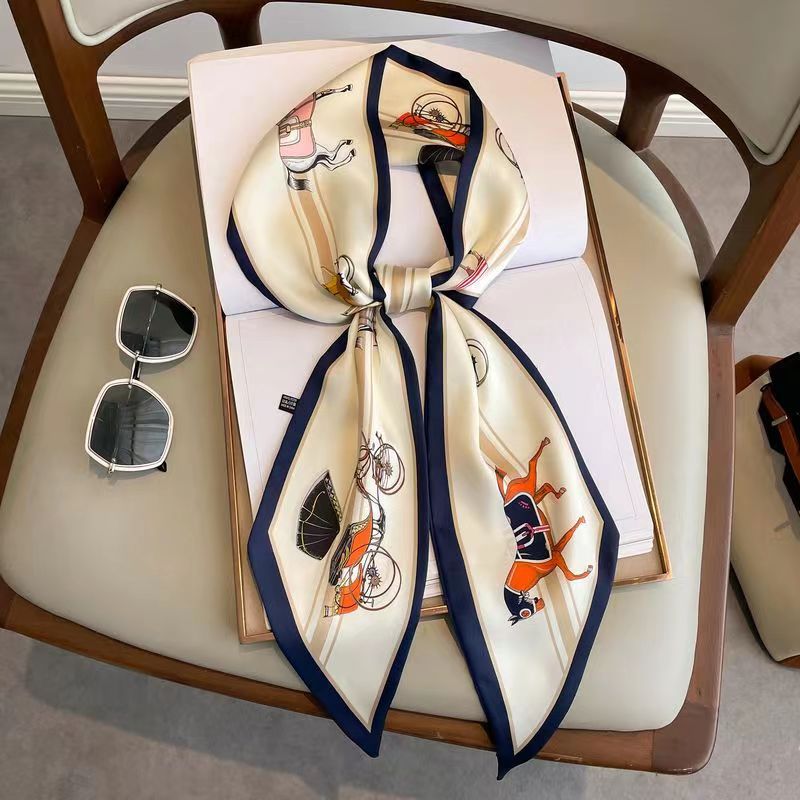 Women Fashion Necktie - Luxury Design Silk Skinny Headwear Scarf