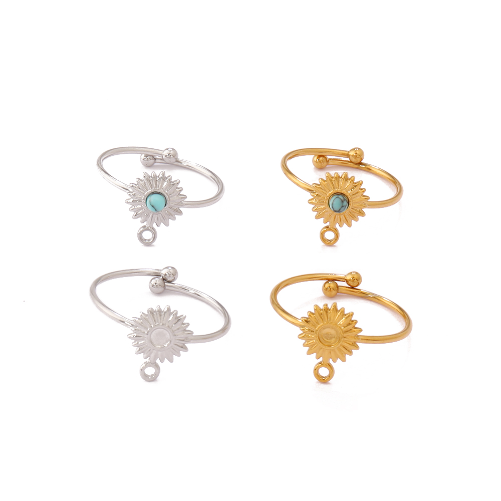 Women Fashion Rings - 1pcs Stainless Steel Turquoise Sun Open