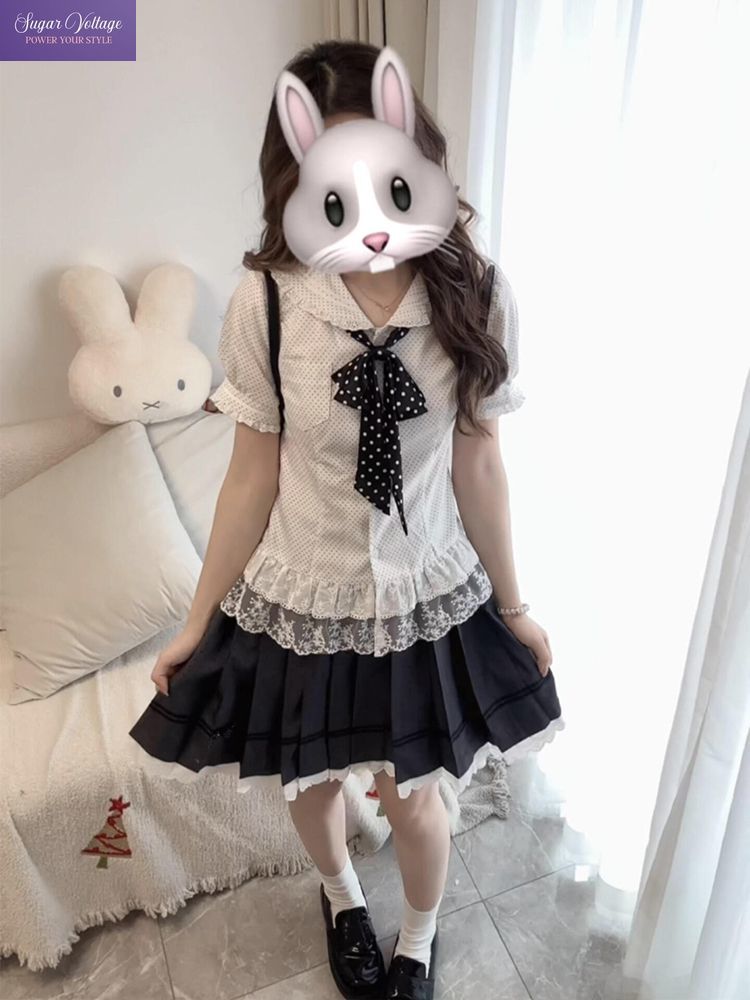 Puff Sleeve Blouse - New Sweet Coquette 2 Piece Set