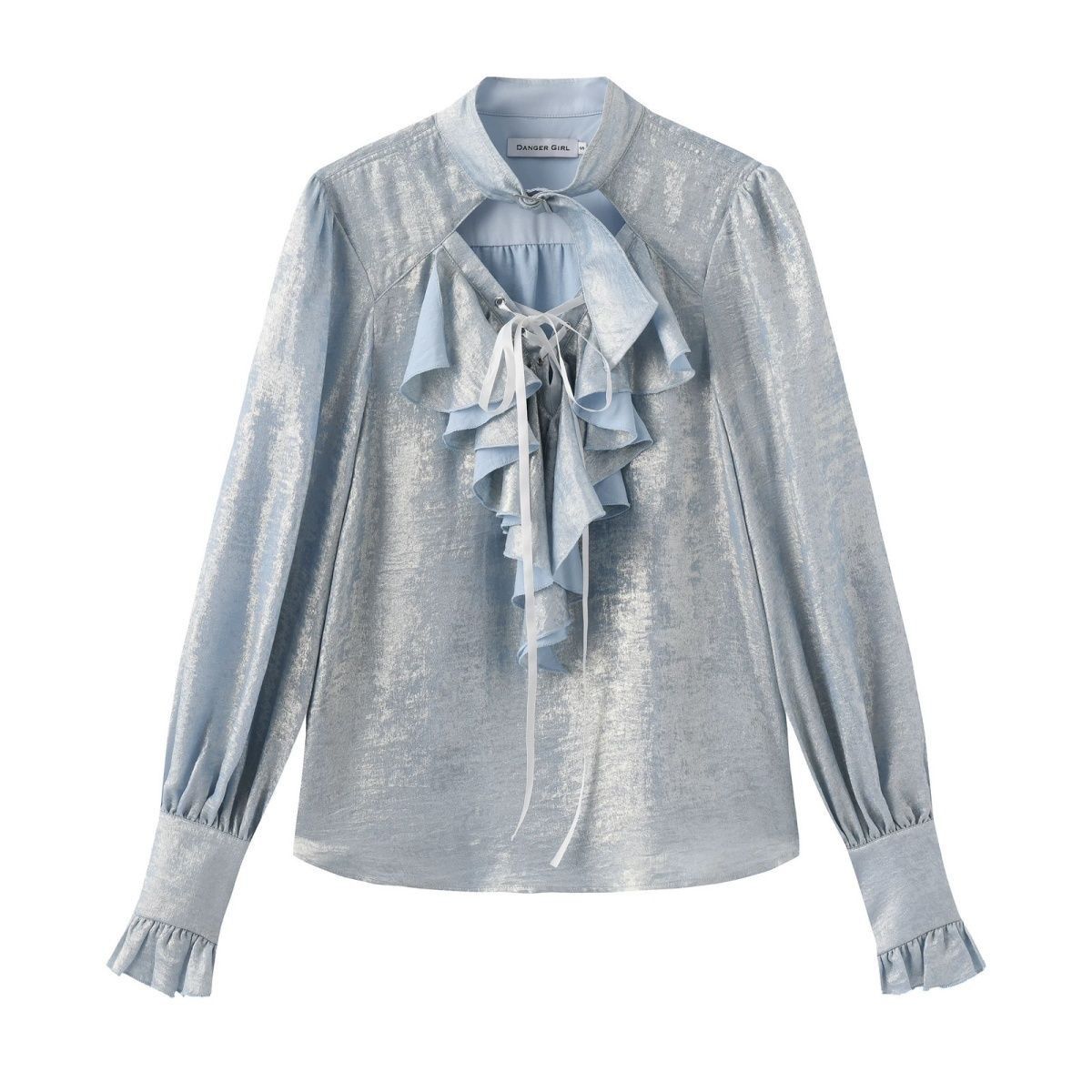 Japanese Sweet Cool Ruffle Tri - đánh giá và giá Puff Sleeve Blouse