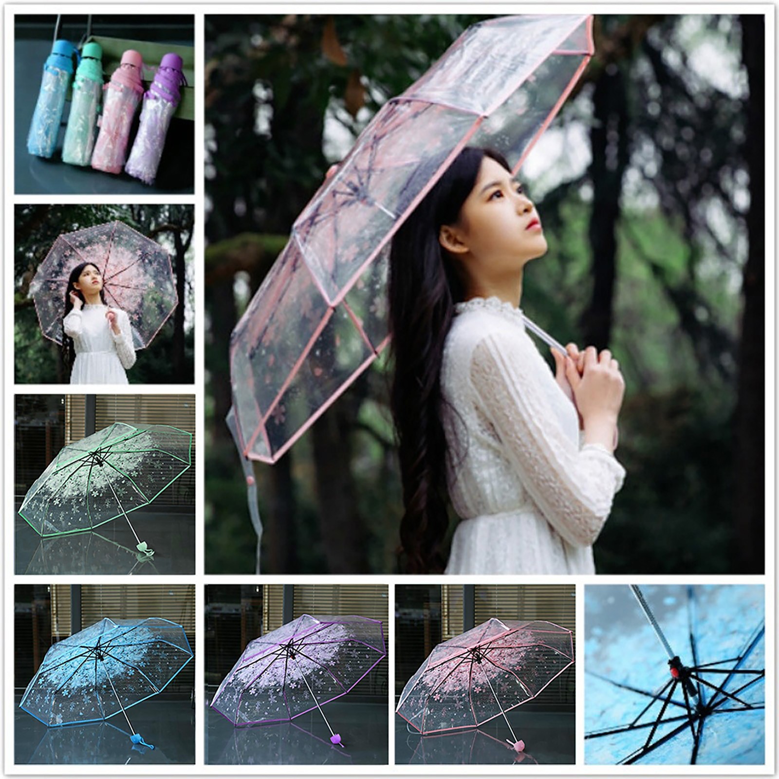 Sakura Transparent Folding Umb - đánh giá và giá Women'S Fashion Umbrella