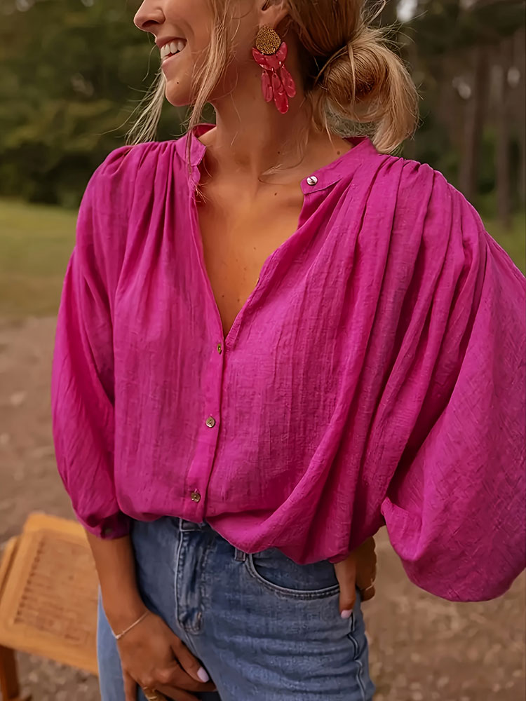 New Elegant Stand-up Collar Lo - đánh giá và giá Puff Sleeve Blouse