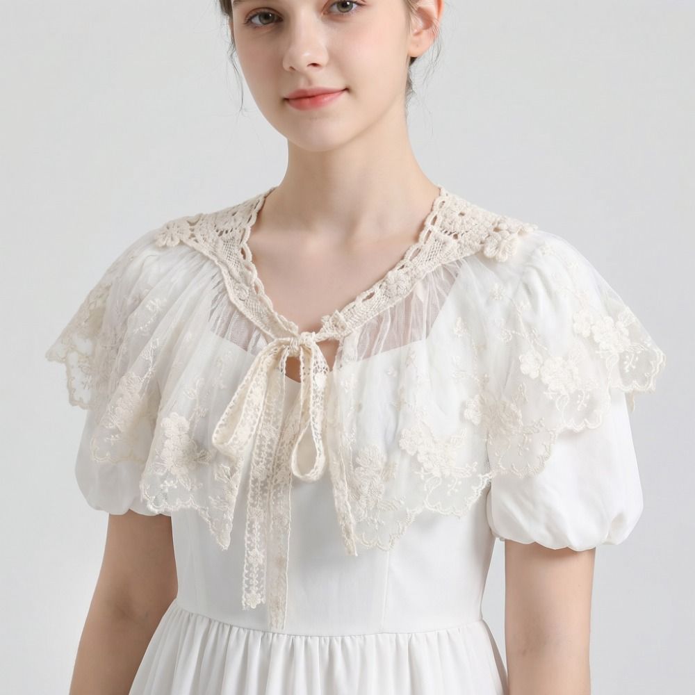 Simple Cape Embroidered Lace F - đánh giá và giá Wrap Blouse Chiffon
