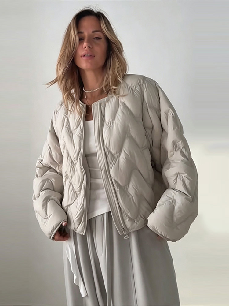 Wave Quilted Puffer Crew Neck  - đánh giá và giá Women'S Fashion Quilted Jacket