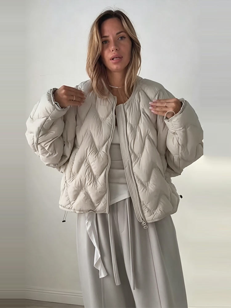 Wave Quilted Puffer Crew Neck  - đánh giá và giá Women'S Fashion Quilted Jacket