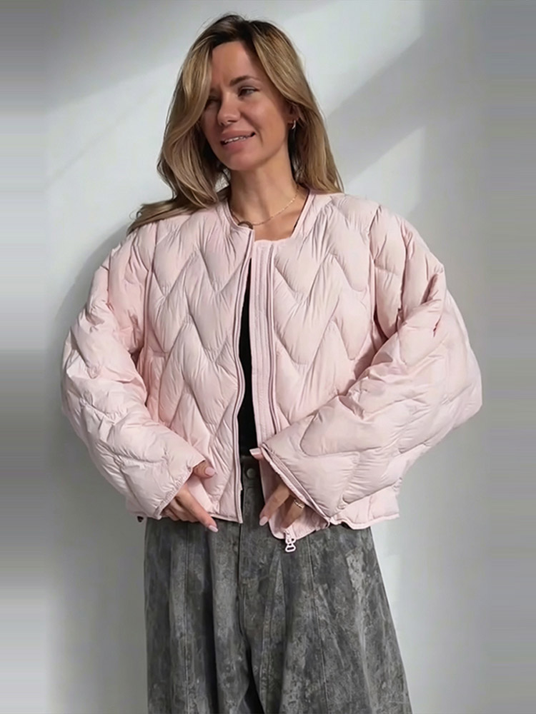 Wave Quilted Puffer Crew Neck  - đánh giá và giá Women'S Fashion Quilted Jacket