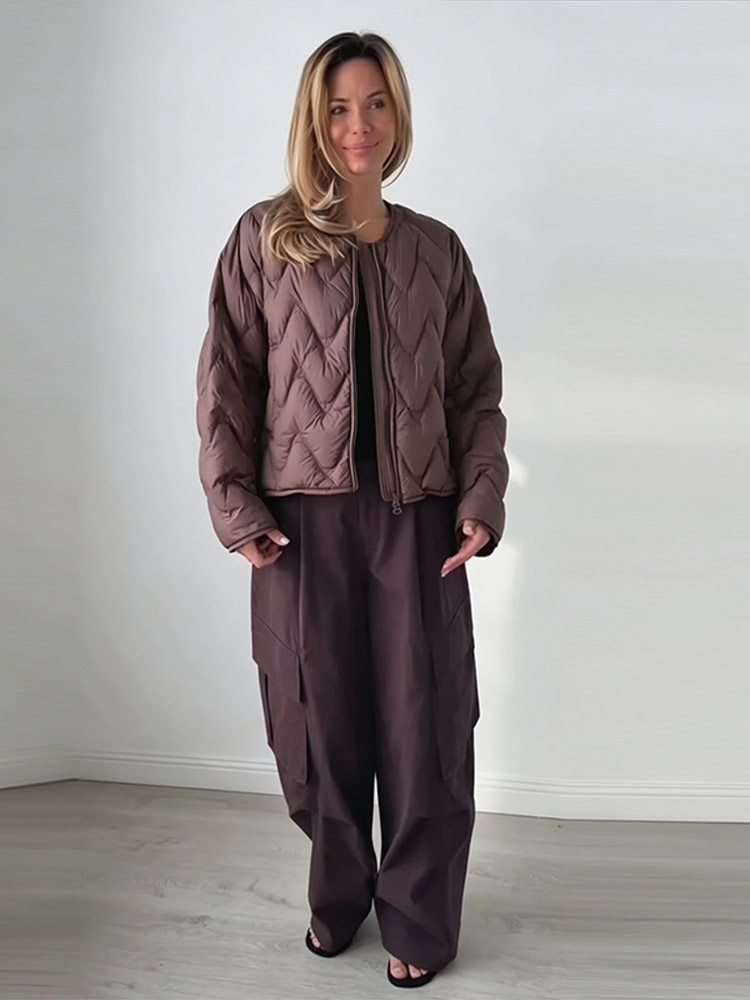 Wave Quilted Puffer Crew Neck  - đánh giá và giá Women'S Fashion Quilted Jacket