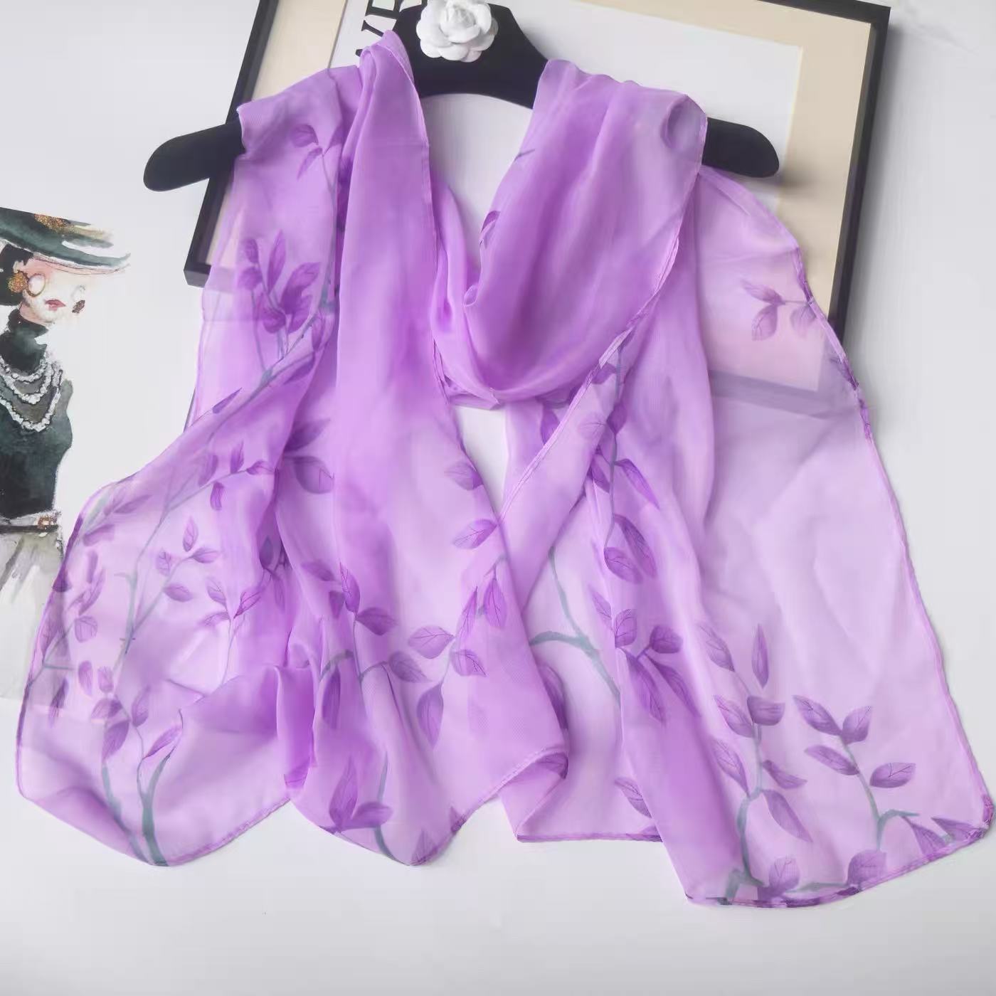 Leaf Print Silk-like Chiffon S - đánh giá và giá Printed Wrap Skirt