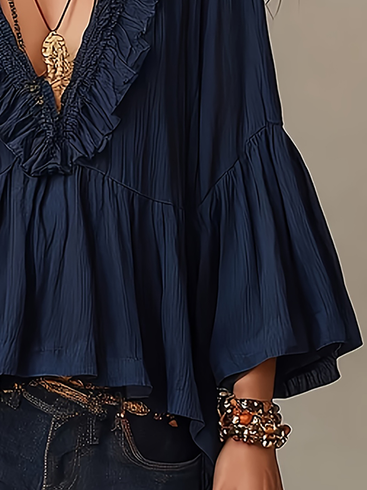 Women's Crinkle Gauze Chiffon  - đánh giá và giá Wrap Blouse Chiffon