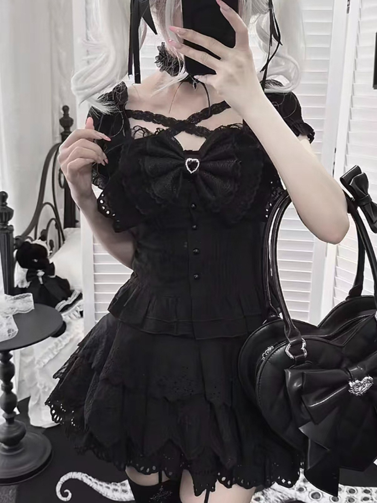 Japanese Retro Bow Slim Puff S - đánh giá và giá Puff Sleeve Blouse