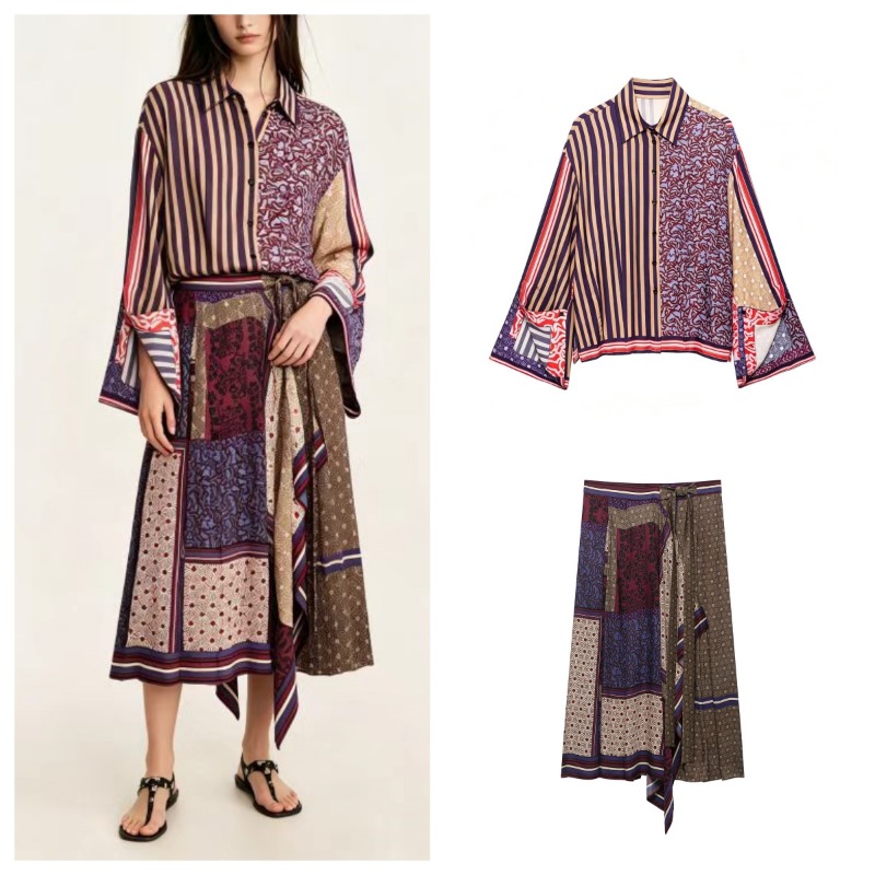 2026 Elegant Chic Printed Saro - đánh giá và giá Printed Wrap Skirt