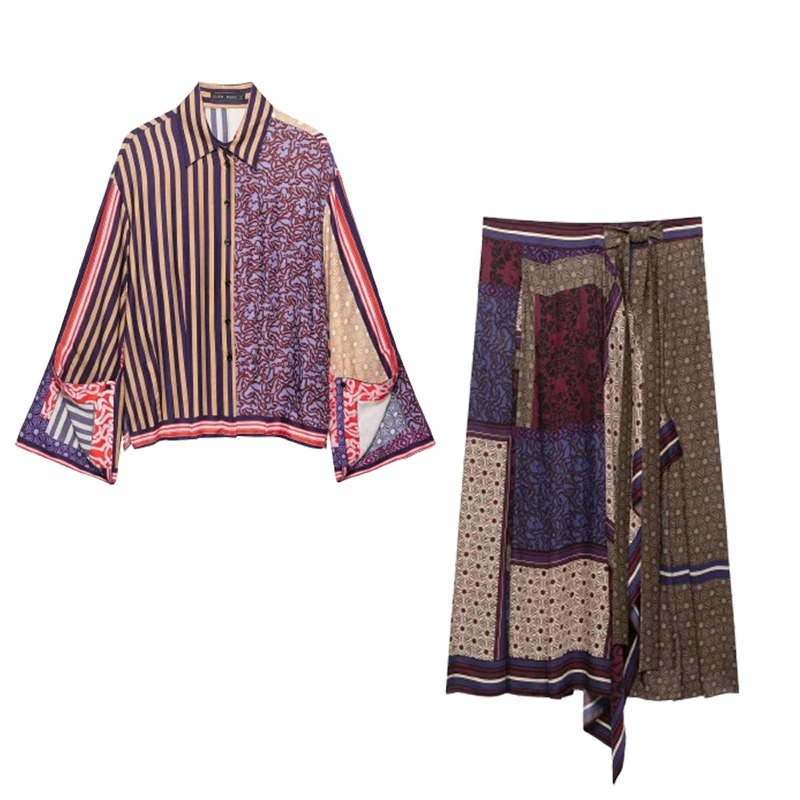 2026 Elegant Chic Printed Saro - đánh giá và giá Printed Wrap Skirt