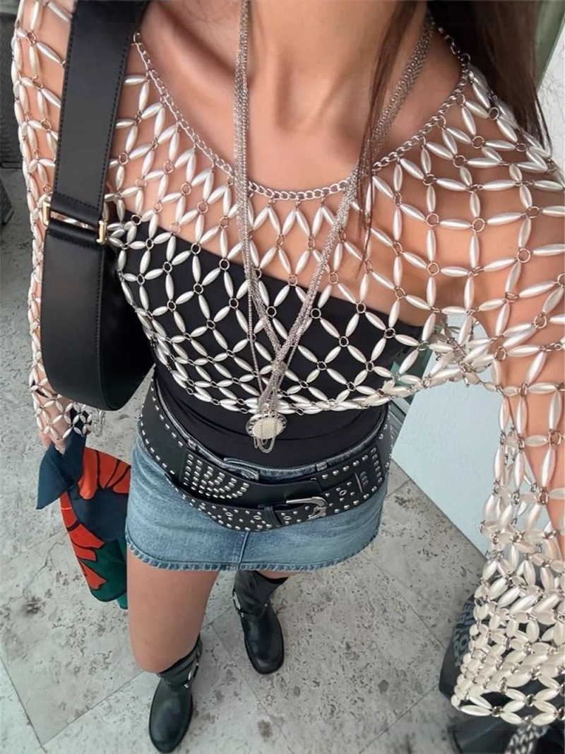 Women Long Sleeve White Beaded - đánh giá và giá Women'S Fashion Harness