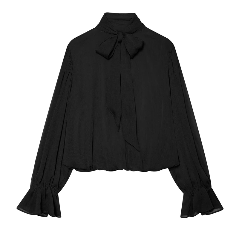 Women's high-neck twisted wrap - đánh giá và giá Wrap Blouse Chiffon