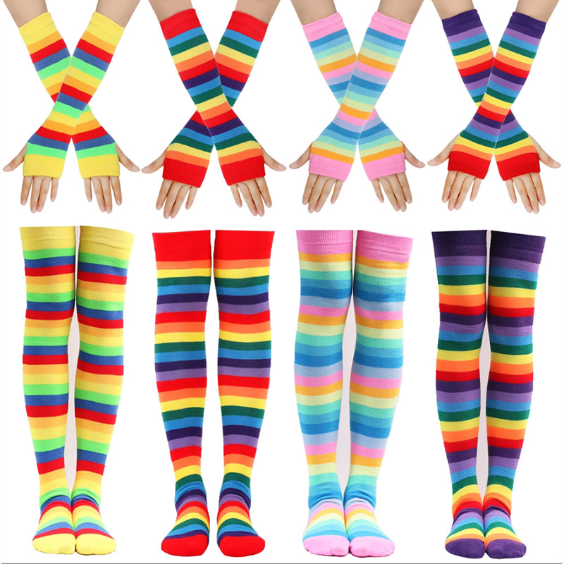 1 Set Rainbow Gloves Over Knee - đánh giá và giá Women'S Fashion Gloves
